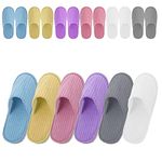 12 Pairs Disposable Slippers, Washable Disposable Home Slippers Spa Hotel Slippers Reusable Home Slippers for Family Spa Guests Hotels(6 color)