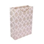 Arrow Paper Bags Gold Flower Design Gift Bags for Gifting, Weddings, Birthday,Holiday Presents (28 cm x 20 cm x 7.5 cm, Pack of 10) ,898 gram