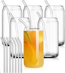 PrimeWorld European 540Ml Plain Can Hi-Ball Glasses With Straw Set Of 6 Pcs - Tall Drinking Glasses For- Water,Juice,Colddrink,Mojito,Cocktail,Lead-Free,Perfect For Home,Restaurants And Parties,Clear