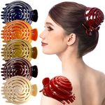 RC ROCHE ORNAMENT 6 Pcs Womens Spiral Dome Bun Maker Cover Round Clam Shell Stylish Spiral No Slip Grip Side Slide Beauty Accessory Hair Claw Clamp Clip, Large Classic Multicolor