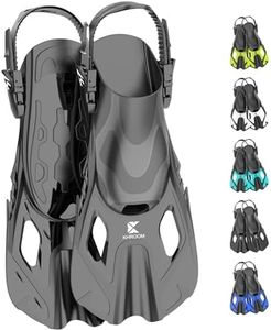 Khroom Aletas Cortas Adultos / niños Talla 32-47 | Aletas de Snorkel Ajustables Cortas | Aletas de natación Aletas Cortas para Snorkel | Aletas de Buceo Ajustables para Nadar / bucear Negro (32-36)