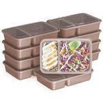 Bentgo Prep 2-Compartment Meal-Prep Containers with Custom-Fit Lids - Microwaveable, Durable, Reusable, BPA-Free, Freezer and Dishwasher Safe Food Storage Containers - 10 Trays & 10 Lids (Rose Gold)