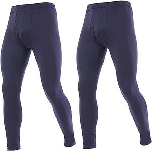 Men's Thermal Bottoms Ultra Thin Fleece Lined Long Johns Leggings Soft Underwear Pants 2 Pack, 2 Pack-navy Blue, Large