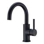 CREA Bar Sink Faucet in Black, Single-Handle 360° Swivel Farmhouse Bathroom Lavatory Sink Faucet Mixer, Small Kitchen Faucet Tap with 4 Inch Deck Plate, Black