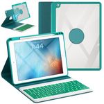 OPAKIT Keyboard Case for iPad 9.7 6th 2018/5th gen 2017/ Air 2-7 Color Wireless Backlit Keyboard - Detachable Slim Folio Cover with Pencil Holder, Teal