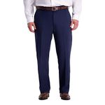 Haggar Men's Big-Tall Work to Weekend Hidden Expandable Waist Plain Front Pant,Dark Navy,52x34