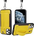 TOOVREN iPhone 11 Pro Case, iPhone 11 Pro Wallet Lanyard Neck Strap with Kickstand Leather Card Holder Adjustable Detachable Necklace, Phone Protective Back Cover for iPhone 11 Pro 5.8" 2019 Yellow