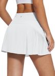 BALEAF Women's Pleated Tennis Skirts High Waisted Tiered Skorts Skirts Golf Athletic Pickleball with Shorts Zipper Pocket White M