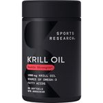 Sports Research Krill Oil Supplement with EPA & DHA Omega 3, Phospholipids & Astaxanthin from Antarctic Krill - Highest Concentration of Krill Oil for Men & Women - 1000mg, 60 Softgel Capsules