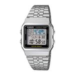 Casio Vintage A500WA-1DF Black Digital Dial Silver Stainless Steel Band D133