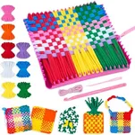 PREBOX Weaving Loom Kit Toys for Kids and Adults, Potholder Loops Crafts for Girls Ages 6 7 8 9 10 11 12, 7" Pot Holder Loom Knitting Kits and Gifts for Kids and Beginners, Make 6 Masterpieces