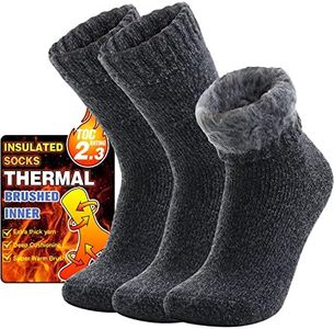 Welwoos Heated Thermal Socks for Women & Men Winter Warm Ski Thick Boot Insulated Gift Socks Stocking Stuffers for Women 3 Pairs (Dark Black,M)