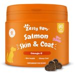 Zesty Paws Salmon Skin & Coat Care with Fish Oil for Dogs | Supports Skin Care and Healthy Coat | Dog Chews | Dog vitamins and supplements with fish oil for dogs - 90 Count