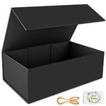 Black Gift Box, 12x6x4 Inch Gift boxes for Presents with Lids Magnetic Closure Rectangle Collapsible for Groomsman Proposal Box, Wedding, Christmas, Halloween, Birthday Gift Packging