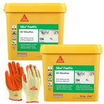 Sika Fast Fix All Weather-Ready to Use, Self-Setting Paving Jointing Compound for Any Weather, Suitable for Stones Setts, Paving Block and Footpaths 15kg - 21 sq.m 2 pack with Gloves (Dark buff)