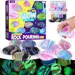 2 in 1 Rock Painting Art Kit - Glow in The Dark Pouring Rock Kit - Arts and Crafts for Kids Girls & Boys Ages 6-8, 8-12, Craft Paint Kits Art Toys, Art Supplies Christmas Birthday Gift for Kids