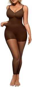 SHAPELLX Shapewear for Women Tummy Control Leggings Compression Full Body Shaper V Neck Footless Pantyhose (Brown X-Large