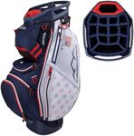 Sun Mountain 2025 C-130 14 Way Golf Bag with Full-Length Dividers and 11 Pockets for Ultimate Convenience - Lightweight Golf Cart Bag with Cart Strap Pass-Through Ideal for Golf Carts - Navy White Red