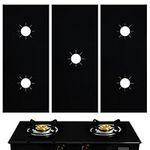 3pcs Gas Stove Liners, Heat Resistant Gas Hob Range Protectors Non-Stick Washable Reusable Stove Top Covers for Gas Burners, Fit All Stove Types for Fast Kitchen Cleaning