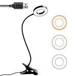 Clip on Desk Lamp, FOME Clip on Lights 48 LED USB Book Light 3 Color Modes 10 Brightness Dimmable Eye Protection Reading Light for Bed 360 Degree Flexible Gooseneck Clamp Lamp for Work Study