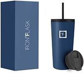 IRON °FLASK Classic Tumbler 2.0-2 Lids (Straw Flip), Vacuum Insulated Stainless Steel Water Bottle, Double Walled, Thermos Travel Mug - Twilight Blue, 20 Oz