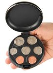 Home-X Coin Dispenser, Hard Case Coin Organizer and Storage for Coins, Compact Money Sorter, Coin Holder for Collectors, Portable Coin Holder for Car, 3 ¼ " D x 1 ¼ " H, Black