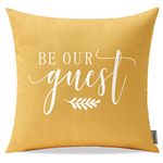 Meekio Farmhouse Yellow Pillow Covers with Be Our Guest 18" x 18" for Farmhouse Guest Room Decor