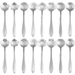 16 Pieces Tea Spoon Coffee Teaspoon Set, PBIEHSR Stainless Steel Flower Spoons for Stirring Drink Mixing Milkshake Jam