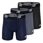 New Balance Men's Mesh 5" No Fly Boxer (3-Pack) Underwear, Lead/Pigment/Black, X-Large