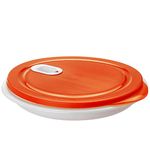 Rotho, XL Clever, Microwave plate 1.2l with lid and partition, Plastic (PP) BPA white/red, 1,2l (26,0 x 26,0 x 4,8 cm)