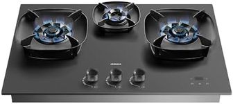 ROBAM 30" Built-in Gas Cooktop, 18000 BTU High Power From 3 Burners, Flame Failure Protection and Safety Timer for Home Kitchen, Tempered Glass with Easy-Clean Coating, NG/LPG (Matte Sliver)