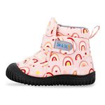 JAN & JUL Warm Insulated Rain Snow Boots for Girls (Pink Rainbow, Size 7 Toddlers)