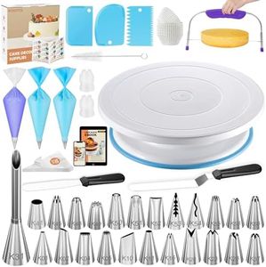 Kootek 96PCs Cake Decorating Kits, Baking Supplies Tools with Cake Stand Turntable, Piping Bags and Tips, Cake Leveler, Frosting Icing Spatulas & More Accessories for Cake Cupcake Decorations
