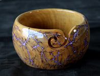 Lichtenberg Figure Yarn Bowl - Handmade Wooden Yarn Bowl for Knitting Yarn Ball Holder - Yarn Bowls with Holes Crochet Bowl Holder - Yarn Storage Bowl 7" x 4" inches (Purple-A)