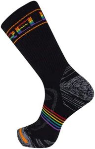 Merrell Men's and Women's Zoned Lightweight Cushion Wool Hiking Crew Socks-1 Pair Pack-Breathable Unisex Arch Support, Black Rainbow, Small-Medium