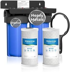 Waterdrop 2 Stage Whole House Water Filter System, with Heavy Metal Sediment Filter, Highly Reduce Mercury, Lead, Iron, Manganese, Chlorine for Well/City Water, WD-WHF21-PBH, 1" Inlet/Outlet
