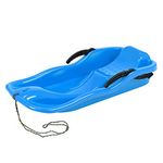 Blue sledge Race, plastic snow glitter with pulling rope and steering brakes