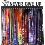 Goutoports Medal Holder Display Hanger Rack Frame for Sport Race Runner-Never Give Up - Sturdy Black Steel Metal Over 60 Medals Easy to Install