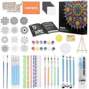 Mandala Dotting Tools Kit with Acrylic Paints and Reusable Stencils - Dot Art Set for Rock Painting, DIY Craft Project, Home Decor Drawing Activity