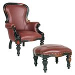 Design Toscano AF791123 Rococo Faux Leather Wing Chair and Ottoman