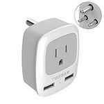 Canada to India Plug Adapter, TESSAN Travel Adapter, International Grounded Power Adaptor with Dual USB Ports, Wall Charger for USA/Canada to Indian Bangladesh Maldives Nepal Pakistan (Type D)