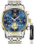 OLEVS Blue Watch for Men,Moon Phase