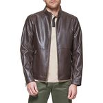 Dockers Men's The Dylan Faux Leather Racer Jacket, Dark Brown, Medium