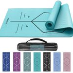 PROIRON Yoga Exercise Mat with Alignment & Carry Bag, Large Non-Slip Comfortable Training & Workout Mat for Home or Outdoor, Gym, Pilates, HiiT, Stretching & Meditation 173 x 61 x 0.4 cm - Turquoise