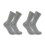 Carhartt Men's Force Midweight Crew Sock 2 Pack Work, Heather Grey, Large