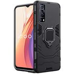 TheGiftKart Tough Armor Bumper Back Case Cover for iQOO Z3 5G | Ring Holder & Kickstand in-Built | 360 Degree Protection Back Case Cover for iQOO Z3 5G (Carbon Black)