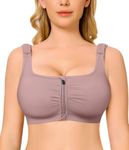 BRABIC Zip Front Closure Bras for Women No Underwire Wireless Full Coverage Comfort Everyday Post Surgery Compression Bra (US, Alpha, XX-Large, Regular, Regular, Purple)