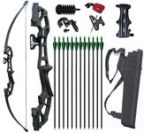 Vogbel 50" Takedown Recurve Bow and Arrows Set Archery Kit Right Hand Longbow for Adult Beginner Practice Hunting Competition(Black,40lb)