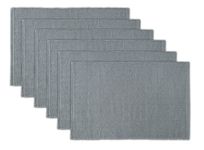 AVKA Studio 100% Cotton Ribbed Placemats - Set of 6-13 x 19 Inches - Grey - Everyday Cloth Table Mats - Thick Construction, Washable & Reusable Cloth Place Mats