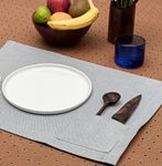 MEEMA Cloth Placemats with Pockets Set of 4 | 14 x 20 in | Recycled Denim and Cotton Farmhouse Placemats - Blue with Pocket | Washable Placemats for Dining Table, Tablemats for Special Ocassions